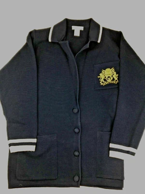 Chaqueta Blazer Bleyle Para Mujer Azul Marino 100% Lana Merino con Borde Crema Talla S Foto 1 de 4