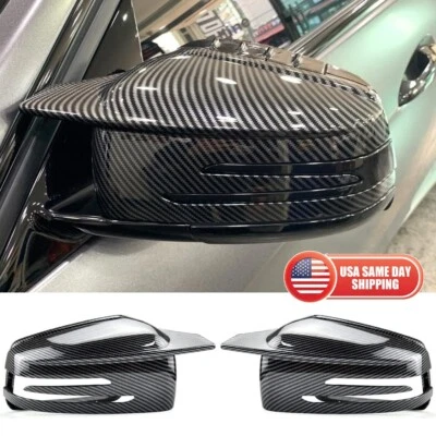 Carbon Fiber Horn Wing Style Mercedes W204 W212 W117 C E S GLA Side Mirror Cover Foto 1 de 4