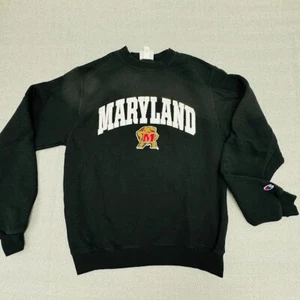 Champion Eco Maryland Terrapins Crew Neck Sweatshirt Black Size Small - Picture 1 of 8