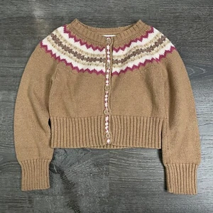 Baby Gap Girls Cardigan Sweater Knit Long Sleeve Brown Button Stripe Size 5 - Picture 1 of 4