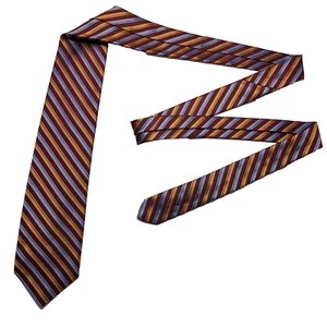 Brooks Brothers 346 Tie Men Gold & Red Striped 100% Silk Necktie Handmade In USA - Picture 1 of 6