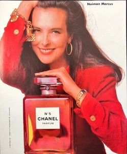 Chanel Nº 5 1989 Perfume Mujer Neiman Marcus en Rojo Anuncio Impreso Vintage - Imagen 1 de 6