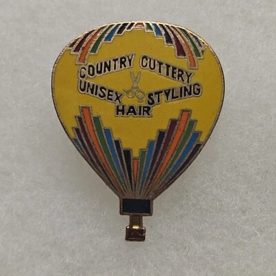 Vtg  Collectible Enamel Country Cuttery Unisex Hair Styling Hot Air Balloon Pin - Image 1 of 4
