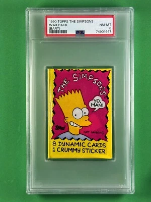 1990 Topps The Simpsons Wax Pack PSA 8-Bart Simpson On Top - Image 1 of 2