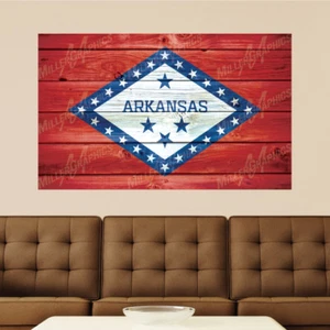 Calcomanía de pared de vinilo de madera envejecida con bandera de Arkansas arte gráfico - 4 tamaños - Imagen 1 de 2