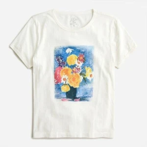 Camiseta J Crew Vintage Algodón Floral Naturaleza Agua Colorea Artista S M L - Imagen 1 de 3