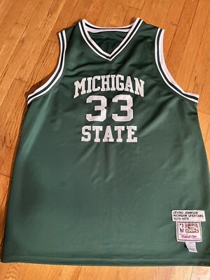 Camiseta deportiva cosida de baloncesto Hardwood Classics Michigan State Magic Johnson talla 60 Foto 1 de 4