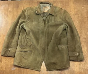 Vintage 50s 60s McGregor Suede Jacket DuPont Verel Sherpa Lined Large Distressed - Picture 1 of 12