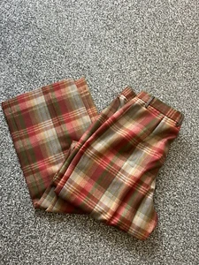 Vintage Mulberry Brown Tartan Check Rocket Wool Trousers 10 Wide Leg - Picture 1 of 8