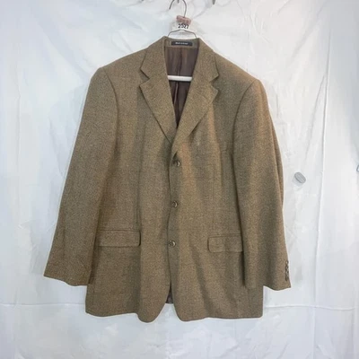 Abrigo deportivo Alan River para hombre 42R marrón seda lana blazer espiga 3 botones Foto 1 de 4