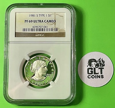 1981-S Susan B. Anthony Dollar ✦ PF69 UCAM ✦ Type 1 ✦ NGC Certified - Image 1 of 4