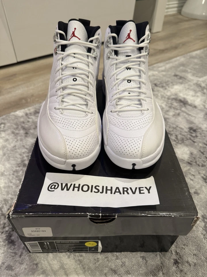 Air Jordan 12 Retro Rising Sun Talla 11 (2009) Blanco Rojo Universitario Negro 130690-613 Foto 1 de 4