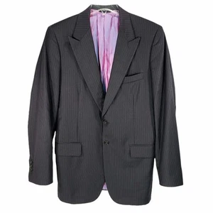 Hickey Freeman Pinstripe Sport Coat 42S READ Mens Black Purple Surgeon Cuffs - Picture 1 of 12