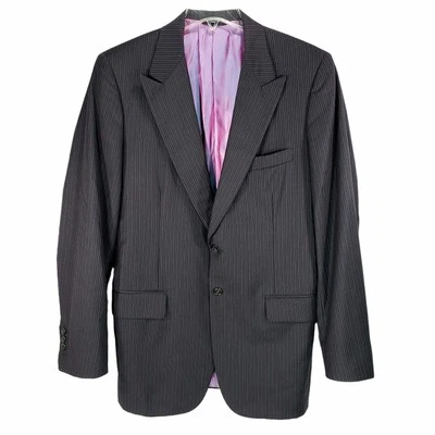 Hickey Freeman Pinstripe Sport Coat 42S READ Mens Black Purple Surgeon Cuffs - Image 1 of 4