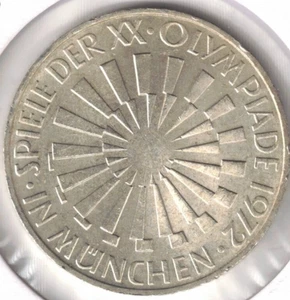 1972-D Deutschland Silber XX Olympische Sommerspirale 1. Motiv 10 Mark Münze! - Bild 1 von 2