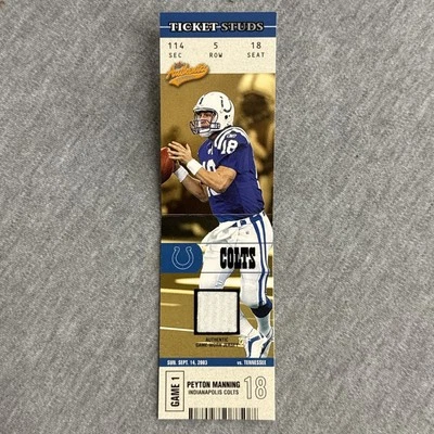 2003 Fleer Authentix Ticket Studs Peyton Manning Game-Used Jersey - Image 1 of 4