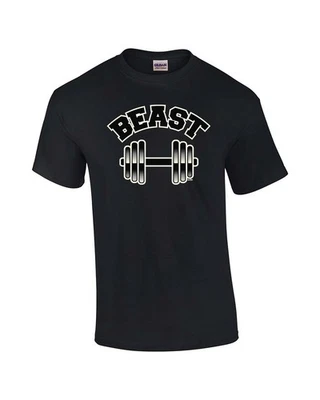 Trenz Shirt Company Workout Tee Shirt Beast with Barbell and Weights Black - Image 1 of 4