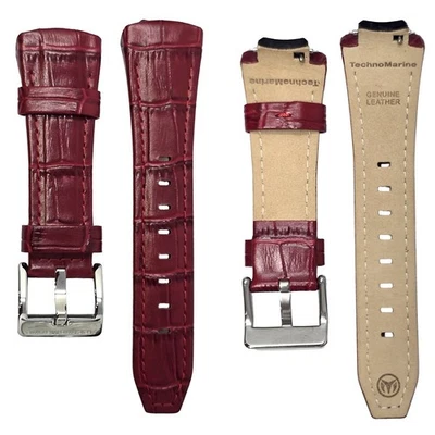 Auténtico TechnoMarine Alligator Pat. Correa de reloj de cuero 18 mm - Borgoña Foto 1 de 4