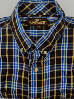 Camisa King Ranch Para Hombres Med Marrón A Cuadros Botones Ranchero Western Rodeo Vaquero Foto 1 de 4