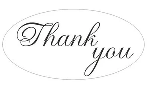 Black Thank You Oval Sticker Decal Wedding BRIDAL MADE IN USA Seal #D158B - Picture 1 of 1