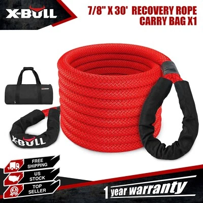 X-BULL Kinetic Recovery Rope Energy Truck Tow 28600 LBS 7/8" x 30' Strap Snatch Foto 1 de 4