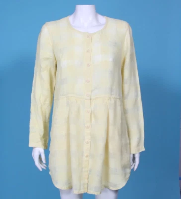 Vestido a Cuadros Amarillo FLAX by Jeanne Engelhart Lagenlook 100% Lino talla Petiite/811 Foto 1 de 4