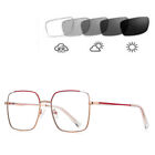 Designer Square Metal Photochromic Reading Glasses Oversize Sunglasses Readers H