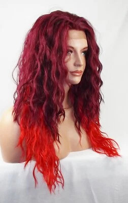 Deep Lace Front Wig Loose Wave Wine & Fire Red Heat safe Long USA Oli - Image 1 of 4