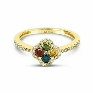 LeVian 14K Yellow Gold G-H SI1 Yellow Diamond 0.44 cts Ring Size 6.5 - Picture 1 of 6