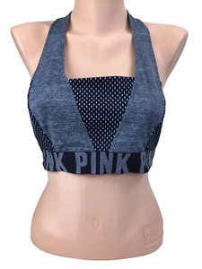 Victoria's Secret Pink Sport BH Gr. L schwarz gekreuzter Rücken gepunktet Kompression - Bild 1 von 8