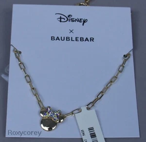 Collar Disney X Baublebar Minnie Mouse Chapado en Oro Latón Circonita Circonita Cristal Nuevo con Etiquetas - Imagen 1 de 1