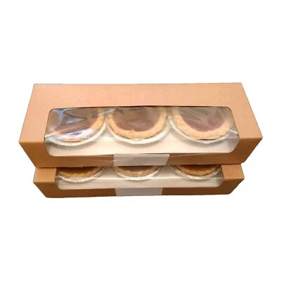  10 x Kraft Mince Pie Box With Window & Insert Mince Pies /Jam Tart/Lemon Curd - Image 1 of 4