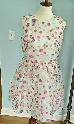 Red Valentino Pastel Floral Sleeveless Silk Blend Dress Full Skirt Lined Sz 46 L - Image 1 of 4
