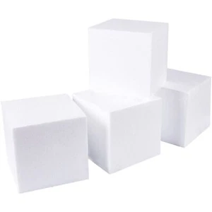 4 Pack Foam Cube Squares for Crafts, 6x6x6" White Blocks for, DIY Projects - Picture 1 of 8