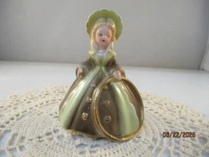 Vintage Josef Originals Figurine Bonnet Girl Dress w Gold Hoop Japan 4" - Picture 1 of 3