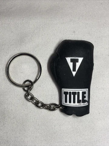 Miniature 2" Inch Black Title Boxing Glove Key Ring Key Chain Rubber GUC Cover
