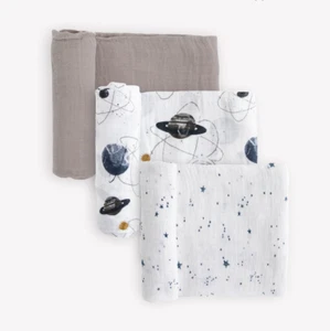Little Unicorn - Cotton Muslin Swaddle Blanket 3 Pack - Planetary 2 - Picture 1 of 5