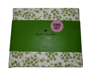 Kate Spade KING Sheet Set Green Flowers Floral 100% Cotton Percale 4 Piece - Picture 1 of 3