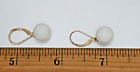 Beautiful New Genuine White Agate 14K Yellow Gold Lever Back Earrings