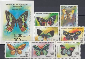 Madagascar Set & S/S Butterflies 1992 MNH-15 Euro - Picture 1 of 1