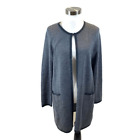 Ellen Tracey Grey and Black Open Front Duster Cardigan Size Large