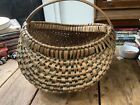 Vintage Handmade Reed Basket 