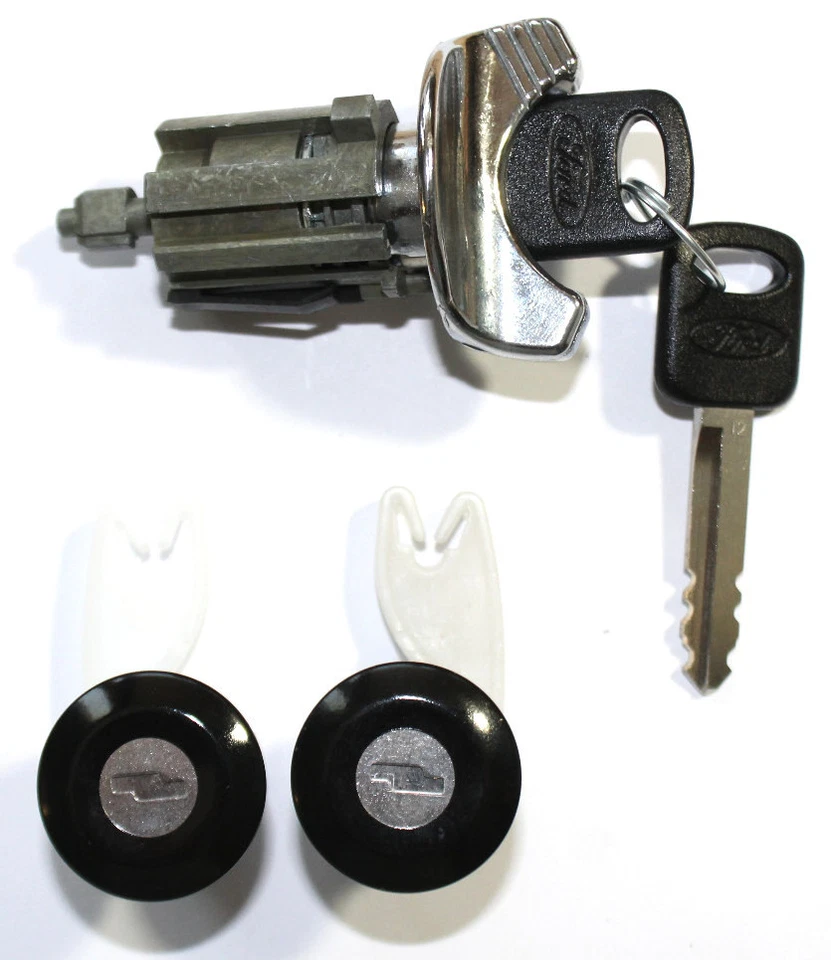 Ford Ignition Switch Lock Cylinder + Pair (2) Door Lock Cylinder W/2 Logo Keys - Image 1 of 3