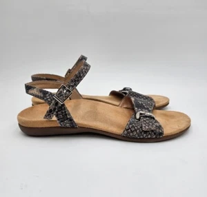 VIONIC Alita Orthoheel Snakeskin Brown Leather Buckle Sandals - Womens Size US 9 - Picture 1 of 9