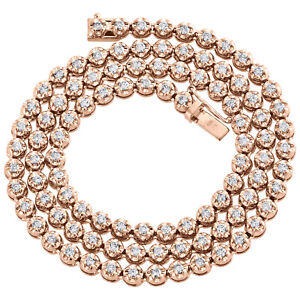 10K Rose Gold Diamond Prong Set Tennis Choker Chain 20" Necklace 5mm | 5.85 CT.