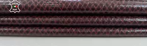 BURGUNDY MAROON PATENT SNAKE PRINT ON Soft Lambskin leather 4sqf 0.9mm #C1953 - Picture 1 of 7