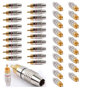 20 pares 40 piezas Conector Adaptador de Audio Video Enchufe RCA Calidad Calidad RCA Soldadora Libre Dorado - Imagen 1 de 4