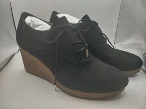 Dr. Scholls Where To Womens Wedge Ankle Lace Up Bootie Shoes Size 11 M Black NEW - Picture 1 of 10
