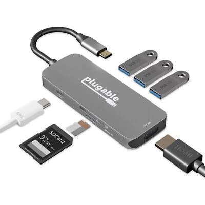Plugable USBC-7IN1 USB-C Hub 7-in-1, Compatible with Mac, Windows, Chromebook, - Image 1 of 4
