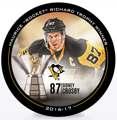 SIDNEY CROSBY 2016-17 MAURICE "ROCKET" RICHARD TROPHY WINNER NHL HOCKEY PUCK Cover
